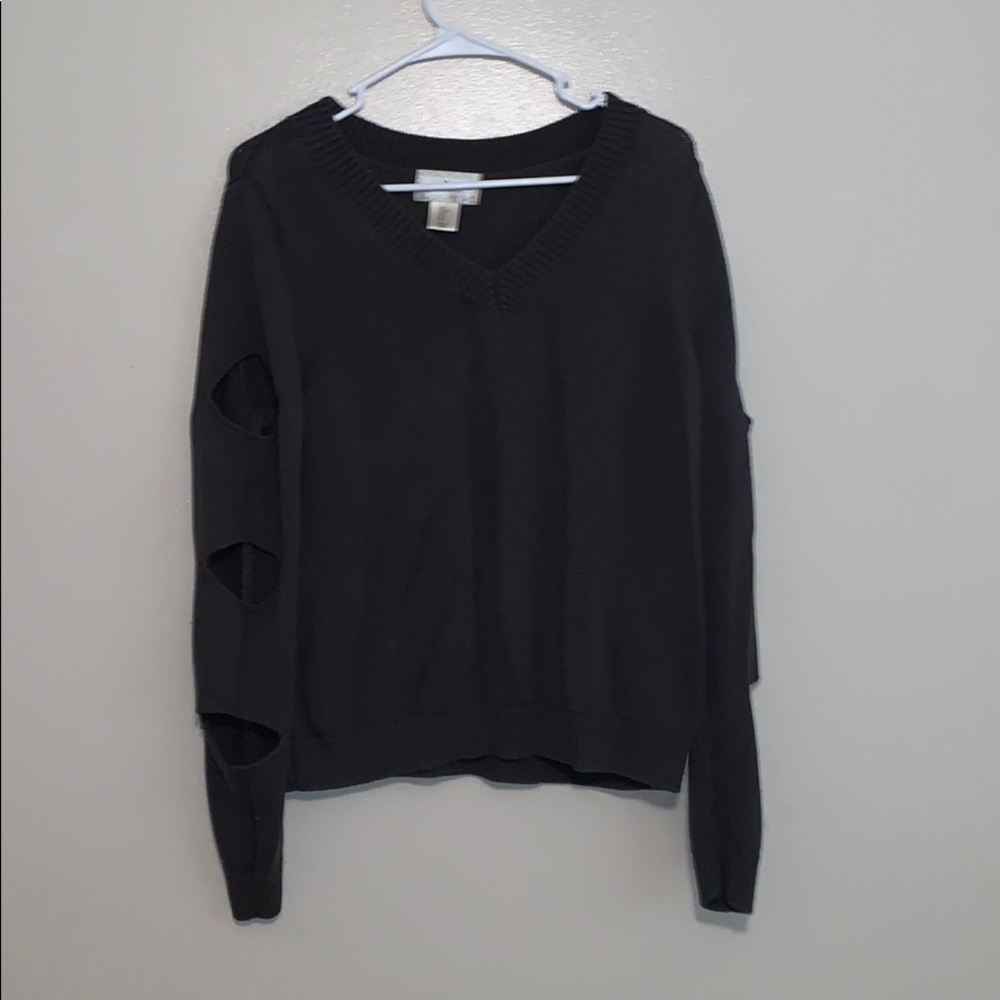 Dark grey sweater with cutout detail sleeves